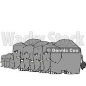 Herd of Small and Big Elephants Standing Together in a Row Clipart © djart #4550