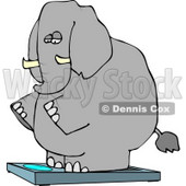 Obese Elephant Standing On a Weight Scale Clipart © djart #4551