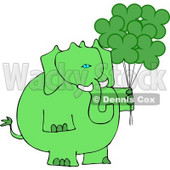 Anthropomorphic Green Elephant with Shamrock Balloons On St. Patrick's Day Clipart © djart #4552