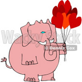 Anthropomorphic Pink Elephant with Heart Balloons On Valentine's Day Clipart © djart #4554