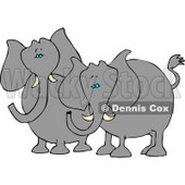 Two Elephants with Tusks Standing Beside Each Other Clipart © djart #4559