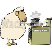 Anthropomorphic Sheep Cooking Food in Pots On a Stove Clipart © djart #4568
