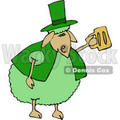Green Anthropomorphic Sheep Drinking Beer On St Patrick's Day Clipart © djart #4575