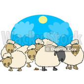 Herd of Black and White Sheep Standing Together Under the Sun Clipart © djart #4577