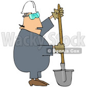 Royalty-Free (RF) Clipart Illustration of a Construction Worker Guy Digging With a Shovel © djart #46045