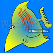 Royalty-Free (RF) Clipart Illustration of a Wary Yellow Saltwater Fish In The Blue Sea © djart #46049