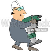 Royalty-Free (RF) Clipart Illustration of a Construction Worker Guy Carrying A Jumping Jack Compactor © djart #46050