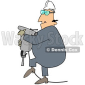 Royalty-Free (RF) Clipart Illustration of a Construction Worker Guy Carrying A Jackhammer © djart #46053