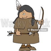 Female Native American Indian Holding a Bow an Arrow Clipart © djart #4615