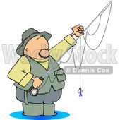 Fly Fisherman Standing in Water with a Baited Hook On a Rod and Reel Clipart © djart #4626