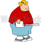 Fat School Boy Holding His Homework Clipart © djart #4627