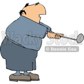 Overweight Elderly Man Swinging a Golf Club Clipart © djart #4628