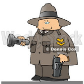 Ranger Armed with a Gun and Pointing a Flashlight Clipart © djart #4670