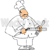 Overweight Male Restaurant Chef Holding a Fork and Knife Clipart © djart #4687