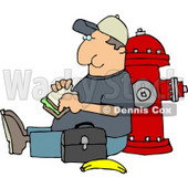 Male Worker Eating His Lunch Outside Against a Fire Extinguisher Clipart © djart #4700