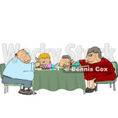 Family Eating Dinner Meal Together at the Dining Room Table Clipart © djart #4707