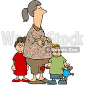 Pregnant Woman Standing with Her Son and Daughter Clipart © djart #4713