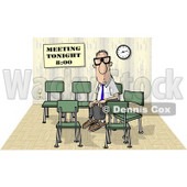 Lonely Businessman Sitting and Waiting by Himself at a Meeting Which was Scheduled for 8:00 Clipart © djart #4720