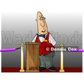 Movie Ticket Taker Standing Behind a Podium and Gate Clipart © djart #4729