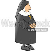 Religious Nun Wearing a Gold Cross Around Her Neck Clipart © djart #4735