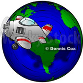Traveling Concept of a Plane Flying Around the Globe Clipart © djart #4752