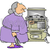 Senior Citizen Preparing to Cook a Home cooked Meal Clipart © djart #4754