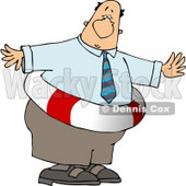 Obese Businessman Wearing a Life Preserver Clipart © djart #4763