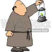 Monk Walking Around with a Lit Lantern During the Night Clipart © djart #4793