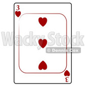 Three/3 of Hearts Playing Card Clipart © djart #4811