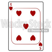 Five/5 of Hearts Playing Card Clipart © djart #4834