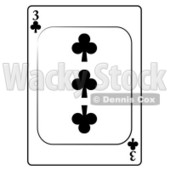 Three/3 of Clubs Playing Card Clipart © djart #4847