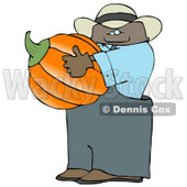 Ethnic Male Farmer Carrying a Pumpkin for Halloween Clipart © djart #4864