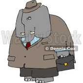 Human-like Male Business Elephant Carrying Briefcase Clipart © djart #4882