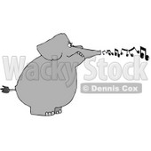 Elephant Blowing Musical Notes from His Trunk Clipart © djart #4884