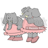 Two Human-like Elephant Ballerina Dancers Clipart © djart #4886