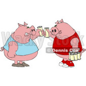 Human-like Fat Pigs Toasting Beers Against Each Other Clipart © djart #4905
