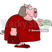 Human-like Fat Female Pig Purchasing Food with Money Clipart © djart #4906