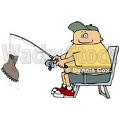 Fisherman Catching a Boot with a Fishing Pole Clipart © djart #4916