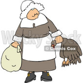 Elderly Pilgrim Woman Carrying a Dead Turkey by Its Neck Clipart © djart #4919