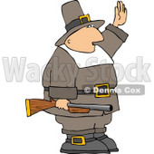 Armed Pilgrim Man Waving His Hand In the Air Clipart © djart #4927
