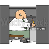 Elderly Businessman Working In a Small Office Cubicle Clipart © djart #4934