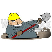 Caucasian Male Worker Digging a Deep Underground Hole with a Shovel Clipart © djart #4937