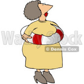 Obese Elderly Woman Wearing an Emergency Life Preserver Float Tube Around Her Waist Clipart © djart #4938