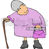 Elderly Obese Woman Standing with a Cane Clipart © djart #4973