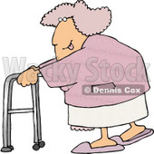Flirty Obese Woman Sticking Her Tongue Out While Using a Walker Clipart © djart #4976