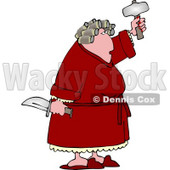 Crazy Woman with PMS Holding a Knife and Hatchet Clipart © djart #4984
