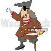 Pirate with Missing Teeth, Hook Hand, Holding a Knife, and a Wooden Leg Clipart © djart #4986