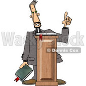 Christian Preacher Holding a Bible and Giving a Speech from Behind a Podium Clipart © djart #5005