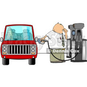 Fuel Attendant Pumping Unleaded Gas Into a Woman's Car Clipart © djart #5016