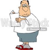 Confused Man Holding a Blank Flier and Raising His Eyebrow  Clipart © djart #5022